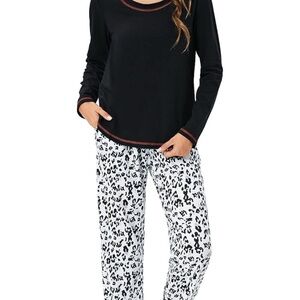 Women's Black and White Sleepwear Set-XL